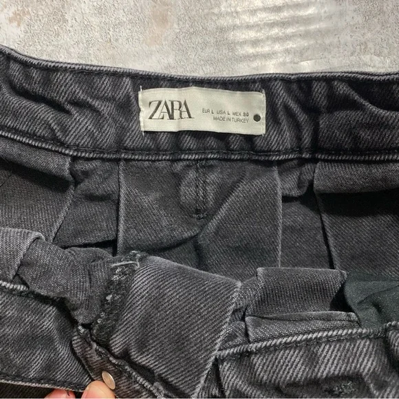 Zara Faded Black Pleated Mini Skirt Large Grunge Streetwear - Picture 8 of 8